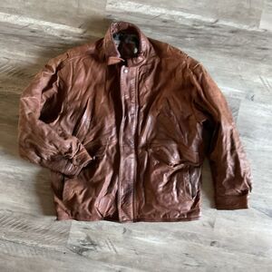 New River Sportswear Vintage Brown Leather Coat/Jacket XL